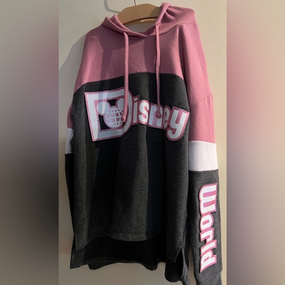 Genuine Walt Disney World Parks Pink, Gray & White Pullover Hoodie Size Medium - Picture 1 of 13